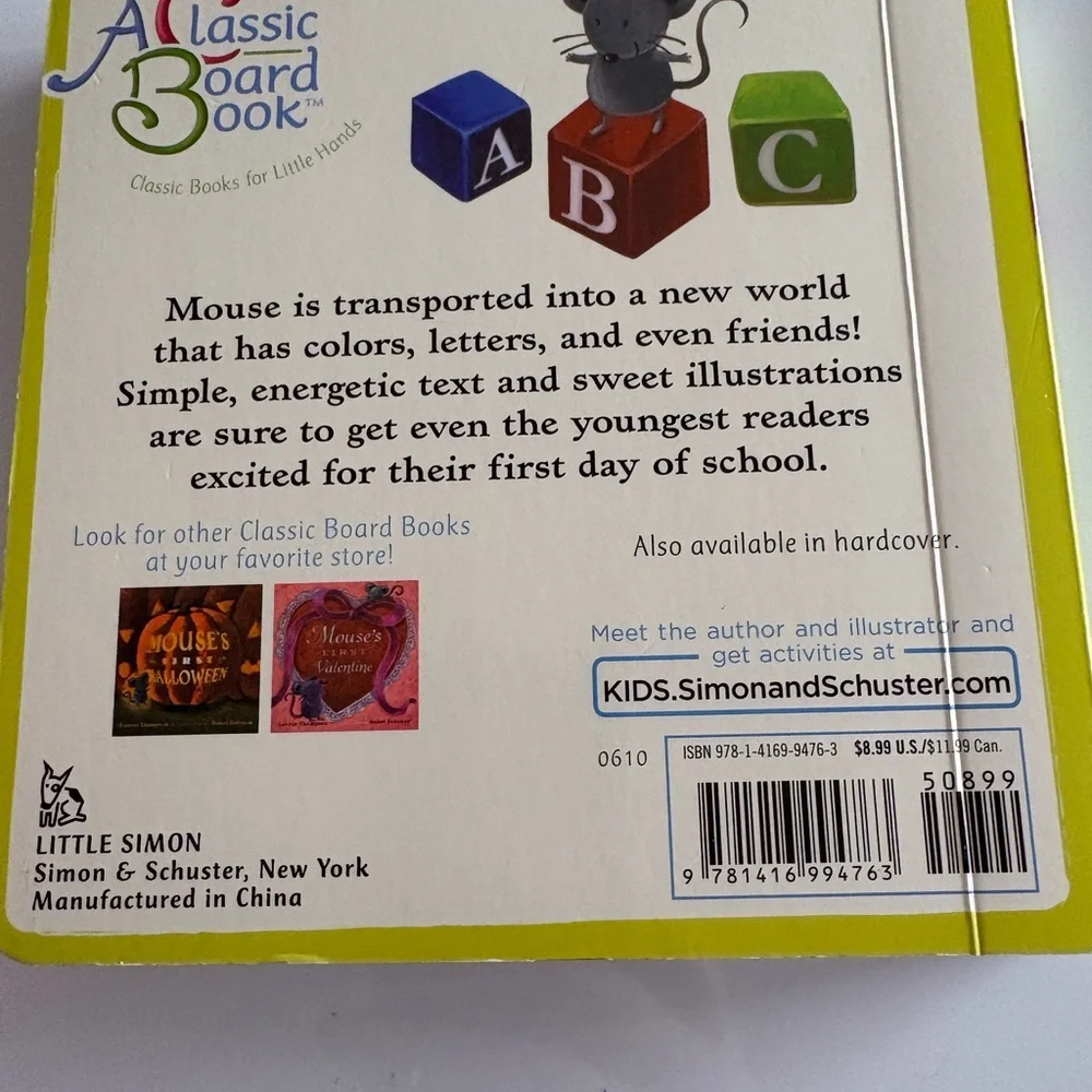 Mouse's First Day of School Book Set of 3- hardcover